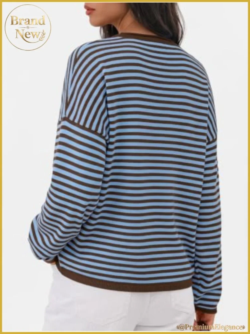 Striped Oversized Cardigan Women's Long Sleeve Button Front Knit